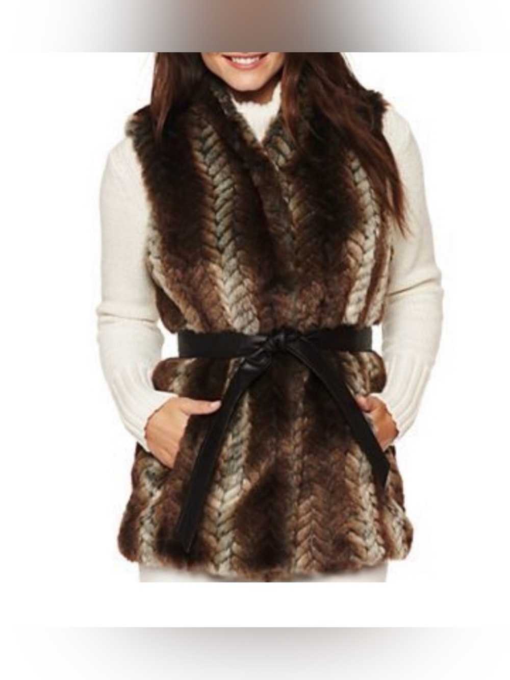 Liz Claiborne Faux Fur Vest PX-Large